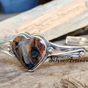 Petersite Bangle , 925 Sterling Silver Bangle, Handmade Bangle, Heart Designer Bangle , Beautiful Bangle, Women Bangle, Gift item,