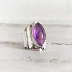 Amethyst Ring- Boho Ring -925 Silver Ring- Wedding Ring- Gemstone Ring-Marquise Stone Shape Ring- Birthstone Ring- Dainty Ring- Gift For Her