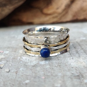 Lapis Lazuli Ring Spinner Ring 925 Sterling Silver Ring Meditation Ring Handmade Ring Woman Ring Brass Ring Silver Jewelry Designer Ring