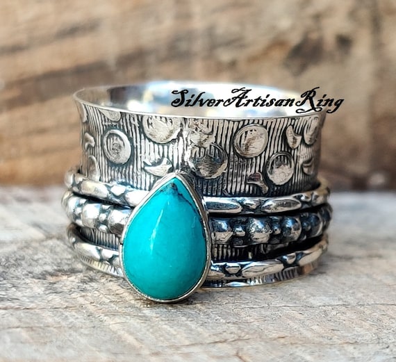 Turquoise Ring, Spinner Ring ,925 Sterling Silver Ring ,silver