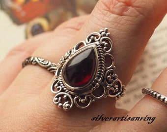 Garnet Ring, 925 Silver Ring,Handmade Ring, Dainty Ring, Bohemian Ring,Anniversary Ring, Women Ring, Gemstone Ring, Stylish Ring