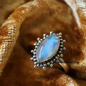 Moonstone Ring ~ Gemstone Ring ~ 925 Sterling Silver Ring ~ Boho Ring ~ Moonstone Jewelry ~ Beautiful Ring ~Marquise Stone Shape Ring