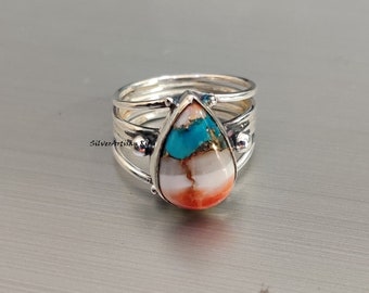 Oyster Copper Turquoise Ring * 925 Silver Handmade Ring * Mohave Turquoise * Women Gift Ring * Turquoise Ring * Everyday Ring * Gift Item
