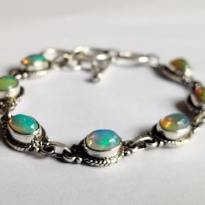 Ethiopian Opal sterling silver bracelet, Welo opal bracelet, Real opal silver bracelet ,Gift for her Ethiopian Opal, Gift for Jewelry***