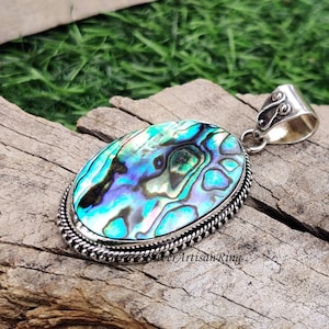 Abalone PowerShell Pendant* Gemstone Pendant* 925 Silver Pendant* Expansive Pendant* Amazing Blue Fire Pendant* Women Pendant* Gift for Love