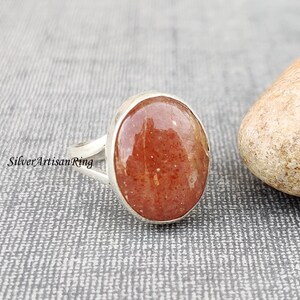 Sunstone Ring / 925 Sterling Silver Ring / Statement Ring / Engagement Ring /Pinky Ring / Gemstone Ring/ Handmade Ring /Valentine&#39;s Day Gift