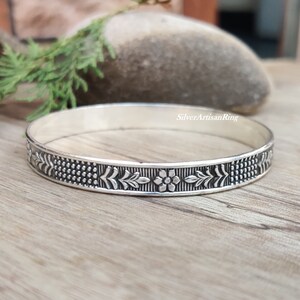 Silver Bangle/ Minimalist Bangle For Men & Women/ Bangle with free Ring/ Handmade Bangle/ Boho Bangle/ All Ring Size Available/ Gift for her