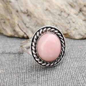 Pink Opal Ring, 925 Silver Ring, Handmade Ring, Anniversary Ring, Women Ring, Pink Opal Bohemian Ring, Pink Love Jewelry, Occasion Ring