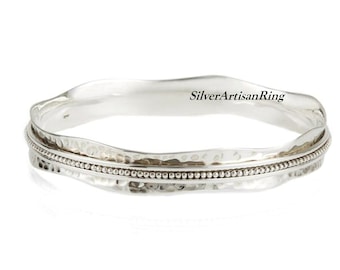 Silver Spinner Bangle { Amazing Bangle { 925 Sterling Silver { Three Spinner Band { Stylish Hand Bangle { Boho Bangle { Women Bangle