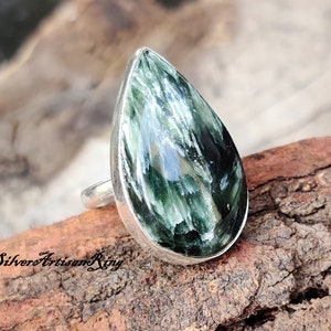 Seraphinite Ring / Gemstone Ring/ 925 Sterling Silver Ring/ Beatiful Ring/Silver Jewelry/ Designer Ring/ Silver Jewelry/ Woman Ring