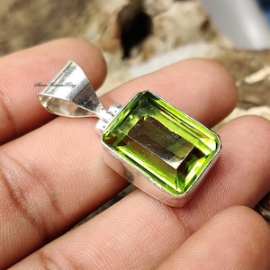 Peridot Pendant, 925 Solid Sterling Silver Pendant, Beautiful Pendant,Green Cut Peridot ,Gemstone Pendant, Gift Pendant, Women Pendant