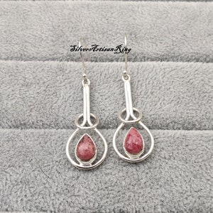 Rhodonite Earring, 925 Silver Earring, Gemstone Earring, Handmade Earring, Dangle Earring, Woman Earring, Gift For Her, Beautiful Earring