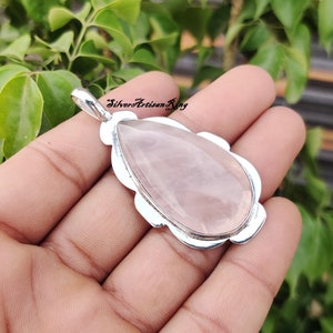 Rose Quartz Pendant~ Pink Gemstone Color~ Dainty Pendant~ 925 Sterling Silver~ Stylish Pendant~ Women Neck Pendant~ Unique Pendant