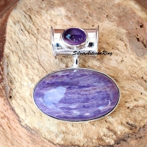 Charoite Pendant - Awesome Neck Pendant for Women - Handmade Pendant - Amethyst Pendant - 925 Sterling Silver - Wonderful Charoite Pendant