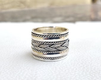 Silver Ring, Spinner Ring, Meditation Ring, Thumb Ring, Tribal
