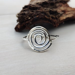 Bague spirale en argent 925, bague délicate, bague cercle, bague tourbillon, bague minimaliste, bague épaisse en argent, bague bohème en argent (cadeau d'anniversaire)