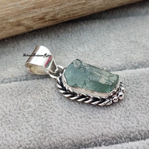 Raw Aquamarine Pendant, 925 Sterling Silver Pendant, Handmade Pendant, Every Day Wear Pendant, Aquamarine Jewelry, Unique Pendant