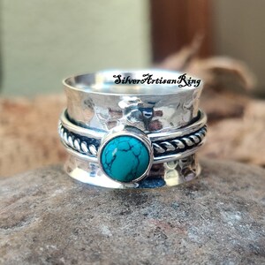 Turquoise Ring ,Spinner Ring, 925 Sterling Silver Ring, Meditation Ring ,Handmade Ring, Silver Jewelry ,Gemstone Ring ,Wonderful Ring***