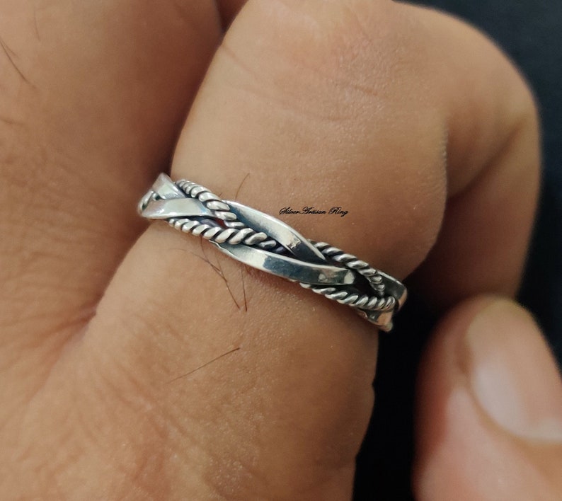 Ring i massivt 925 sterlingsilver, spinnerring, handgjord ring, present till henne, herr- och damring, designerring, silversmycken *** bild 2