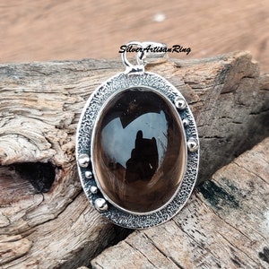 Smoky Quartz Pendant ~ 925 Silver Pendant ~ Expansive Pendant ~ Brown Stone Color ~ Fabulous Pendant ~ Beautiful Pendant ~ Oval Gemstone