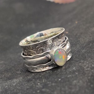 Natural Opal Ring , Spinner Ring , 925 Sterling Silver Ring , Gemstone Ring , Boho Ring , Lovely Ring , Fidget Ring , White Oapl Stone Romh