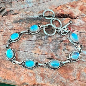 Rainbow Moonstone Bracelet, 925 Sterling Silver Bracelet, Gemstone Bracelet, Handmade Bracelet, Labradorite Bracelet, Aquamarine Bracelet