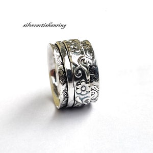 Meditation Ring, Statement Ring Anxiety Ring, Fidget Ring, Boho Ring, Thumb Ring, Worry Ring, 925 Silver Ring, Spinning Ring, Women Ring,