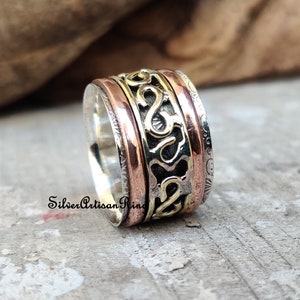 Silver Spinner Ring ,925 Sterling Silver Ring ,Meditation Ring, Silver Jewelry ,Worry Ring, Copper & Brass Ring ,Anxiety Ring ,