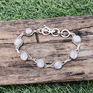 Bracciale in pietra di luna, bracciale fatto a mano, bracciale in argento sterling 925, gioielli in pietra di luna, bracciale regolabile, bracciale in argento, bracciale con pietre preziose