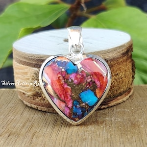 Pink Oyster Copper Turquoise Pendant ~ Boho Pendant ~ Beautiful Pendant ~ Heart Designer Pendant ~ Handmade Pendant ~ Women Pendant