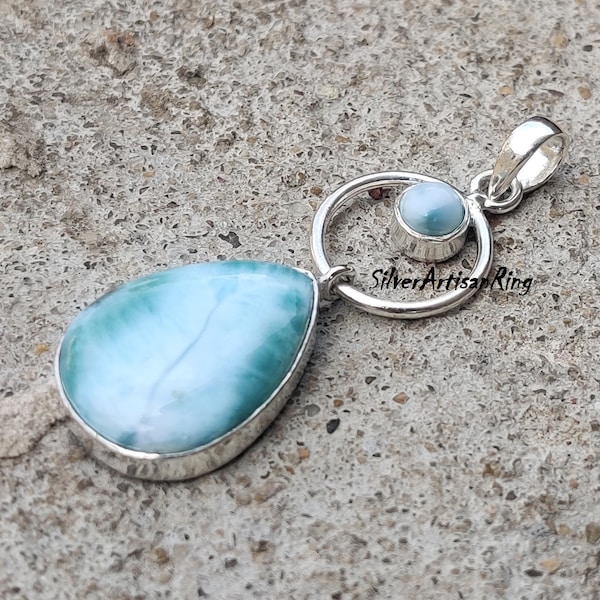 Larimar Pendant, 925 Silver Pendant, Boho Pendent, Mother in law gift, Larimar Necklace, Dominican Larimar, Gift for Her, Gift for Mom