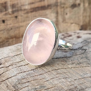 Rose Quartz Ring/ 925 Sterling Silver Ring/ Handmade Ring/ Silver Jewelry/ Beatiful Ring/ Designer Ring/ Band Rind/ Boho Ring.