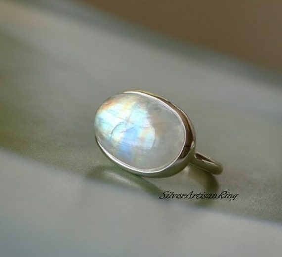 Details about   925 Sterling Silver Rainbow Moonstone Gemstone Boho Ring For Christmas Gift 