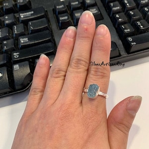 Aquamarine Ring// 925 Sterling Silver Ring//Handmade Ring//Gemstone Ring//Raw Stone Ring//Woman Ring//Silver Jewelry//Beatiful Ring.