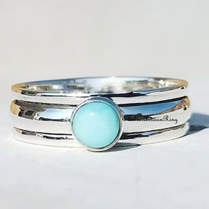 Larimar Ring, Spinner Ring, 925 Sterling Silver Ring, Meditation Ring, Handmade Ring , Silver Jewelry ,Beatiful Ring Woman Ring
