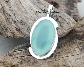 Aqua Chalcedony Pendant, 925 Silver Pendant, Handmade Pendant, Gemstone Pendant, Stylish Pendant, Girls Pendant, Symbol of peace