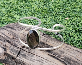 Smoky Quartz Bangle, Gemstone Bangle, 925 Sterling Silver, Handmade Bangle, Silver Jewelry, Beautiful Bangle, Christmas Gift