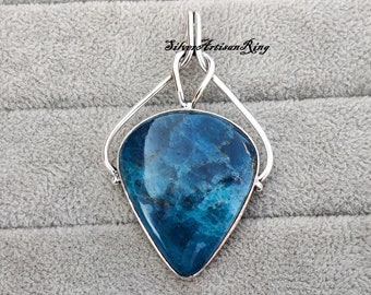 Blue Apatite Pendant | 925 Sterling Silver Pendant | Delightful Handmade Pendant | Promise Pendant | Free Shipping | Blue Gemstone