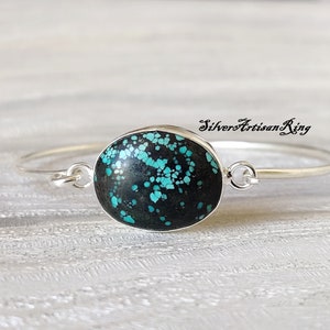 Stunning Tibetan Turquoise Bangle, Cuffed Bangle, 925 Silver Bangle, Unique Bangle, Beautiful Stone Color, Hand Bangle, Gift for love