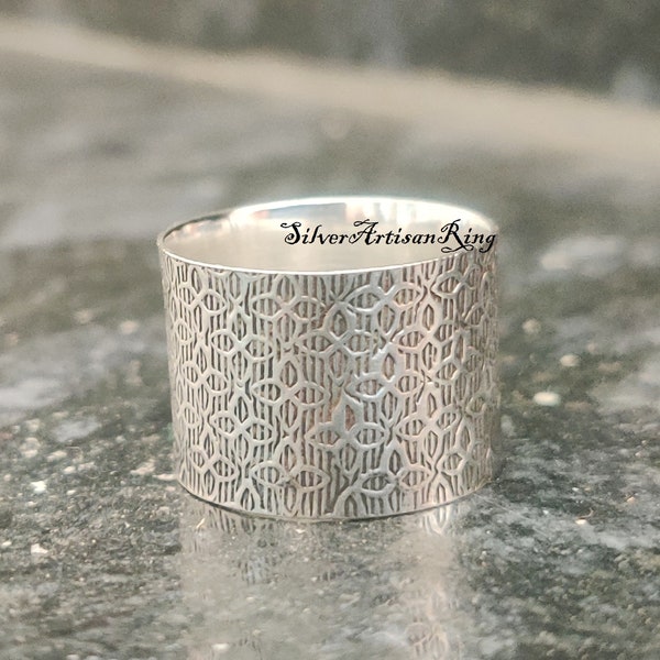 Sterling Silver Wide Band Open Ring, Adjustable Ring, Wide Band Ring, Silver Band, Wide Ring, Silver Ring, Statement Ring, Thumb ring