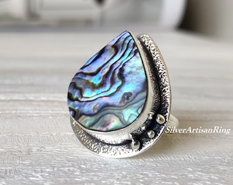 Abalone Power Shell Ring* Gemstone Ring* 925 Sterling Silver Ring* Handmade Ring* Beautiful Ring* Designer Ring* Woman Ring* Dainty Ring