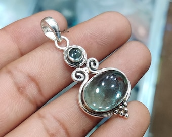 Aquamarine Pendant* Two Aquamarine Gemstone* Latest Design Pendant* 925 Sterling Silver* Women Pendant* Every Day Wear*Aquamarine Jewelry
