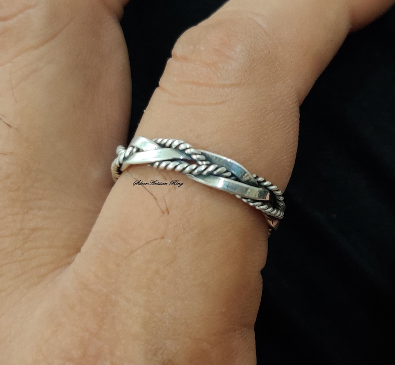 Ring i massivt 925 sterlingsilver, spinnerring, handgjord ring, present till henne, herr- och damring, designerring, silversmycken *** bild 3