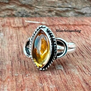Citrine Ring, 925 Sterling Silver Ring, Gemstone Ring, Citrine Jewelry, Handmade Ring, Stylish Ring, Boho Ring, Designer Ring, Free Shipping