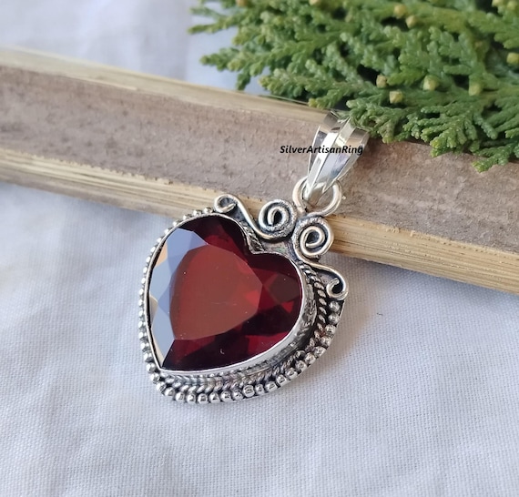 Collana In Argento 925 Con Granato Naturale E Ciondolo A Forma Di Ala D'angelo Custode, Catena 45,7 Cm, Regalo Per Mamma