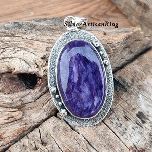 Charoite Gemstone Pendant, 925 Sterling Silver Pendant, Beautiful Pendant, Handmade Pendant, Women Pendant, Dainty Pendant Jewelry