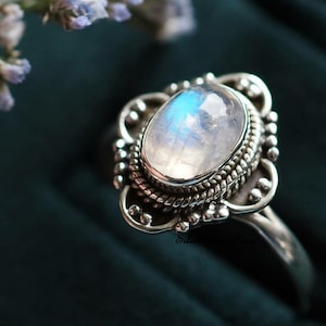 Rainbow Moonstone Ring, 925 Sterling Silver Ring, Band Ring, Women Ring, Boho Ring, Moonstone Jewelry,Beatiful Ring, Gift for her