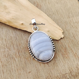Blue Lace Pendant, 925 Sterling Silver, Handmade Pendant, Blue Lace Jewelry, Gemstone Pendant, Beautiful Pendant, Silver Pendant