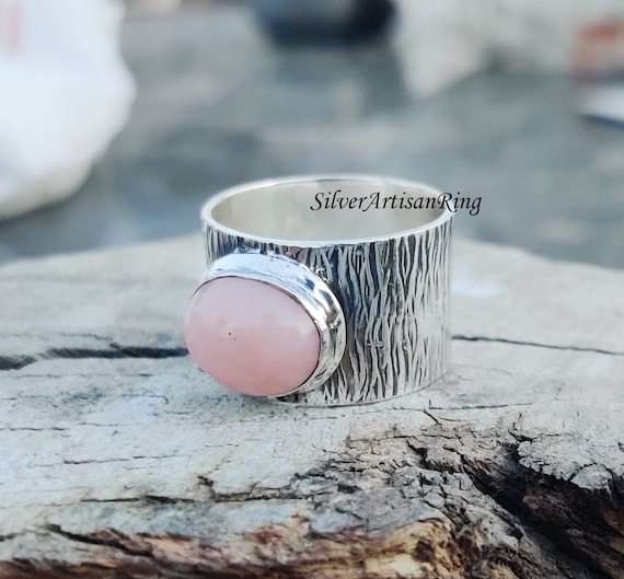 ハンドメイド　シルバーリング　ピンクオパール12号　Charch jewelry ピンクオパールリング、925スターリングシルバーリング、女性への最高