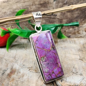 Purple Copper Turquoise Pendant~ 925 Silver Pendant ~ Purple Gemstone ~ Women Pendant~ Dainty Pendant ~ Gift for her~ Lovely Pendant ..